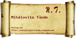 Mihálovits Tünde névjegykártya